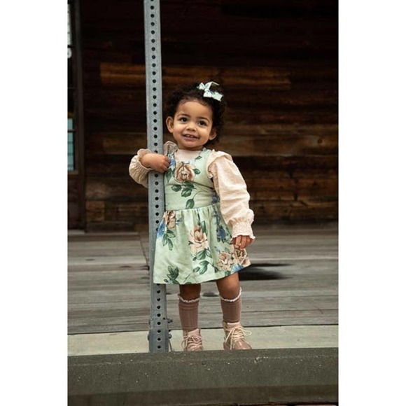 NWT Wren Amber Clothing Sarah Long Sleeve Ruffle Blouse: Tan Swiss Dot: Size 2 - Picture 7 of 7